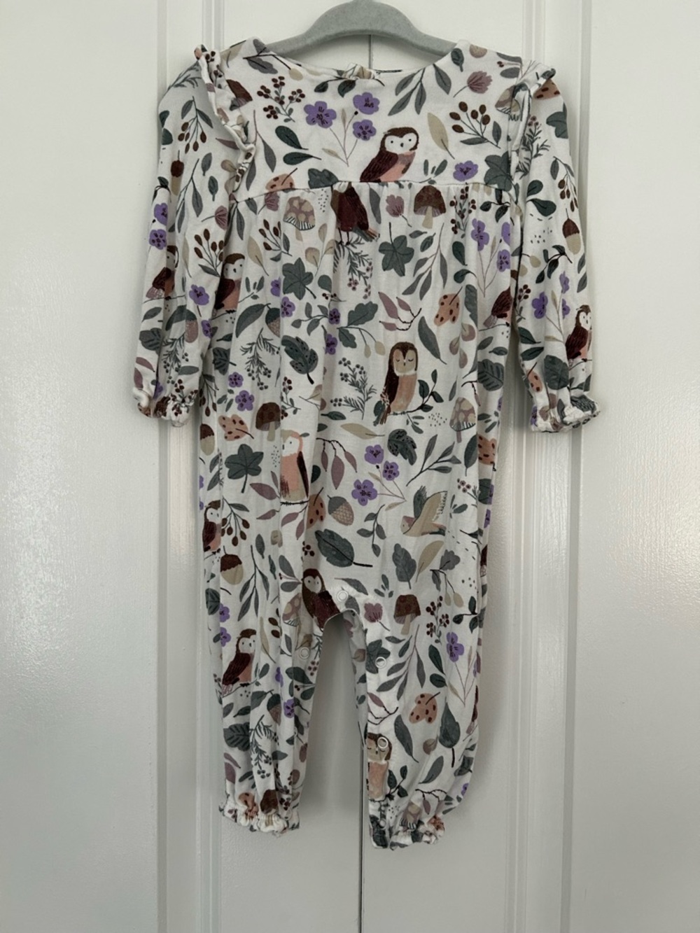 Angel Dear baby bamboo 3-6 months owl woodland print one piece romper